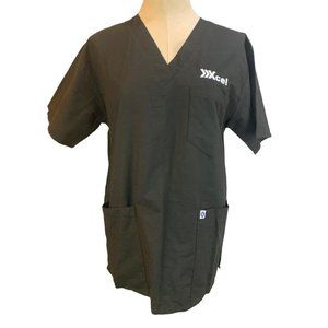 Small Spectrum Women's Black Scrub Uniform Top Embroidered "Xcel" New